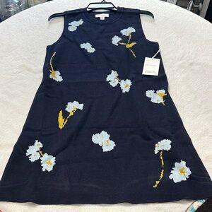The Kooples Black Dress with White and Yellow Floral Design
